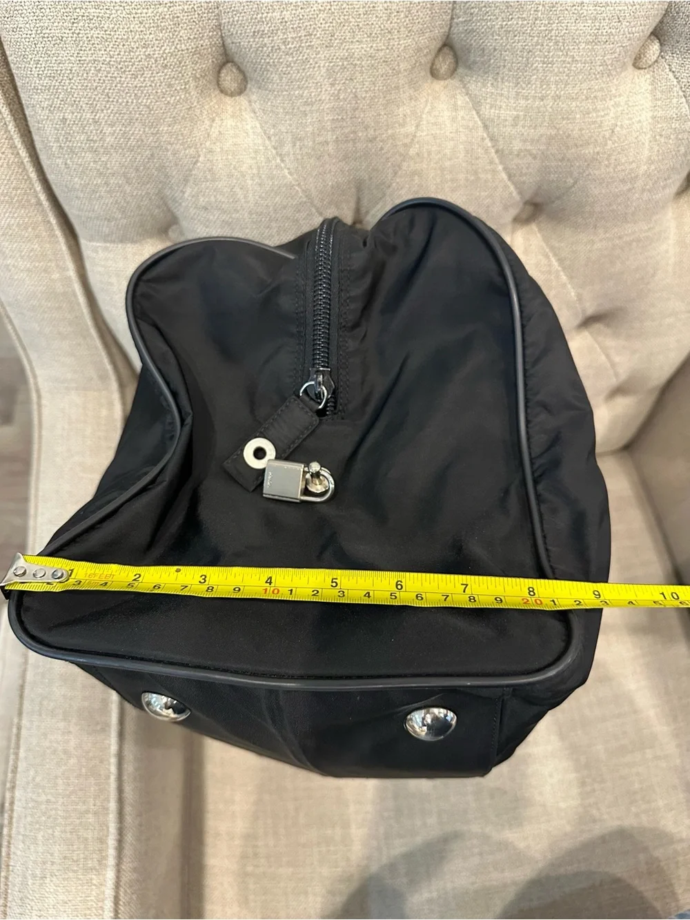 Prada Black Tessuto Weekender Nylon Bag with Leather Trim